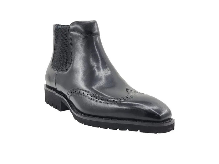 Carrucci Lug Sole Chelsea Boot with Wingtip Toe
