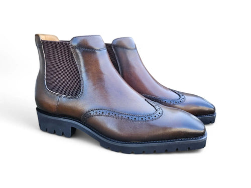 Lug Sole Chelsea Boot with Wingtip Toe Carrucci