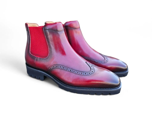Lug Sole Chelsea Boot with Wingtip Toe Carrucci