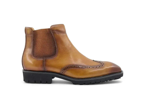 Menâ€™s Lug Sole Wingtip Chelsea Boot