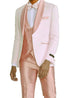 Rose Gold Pink Slim Fit Tuxedo 4 Piece with Satin Shawl Collar Beveled Designed Vest