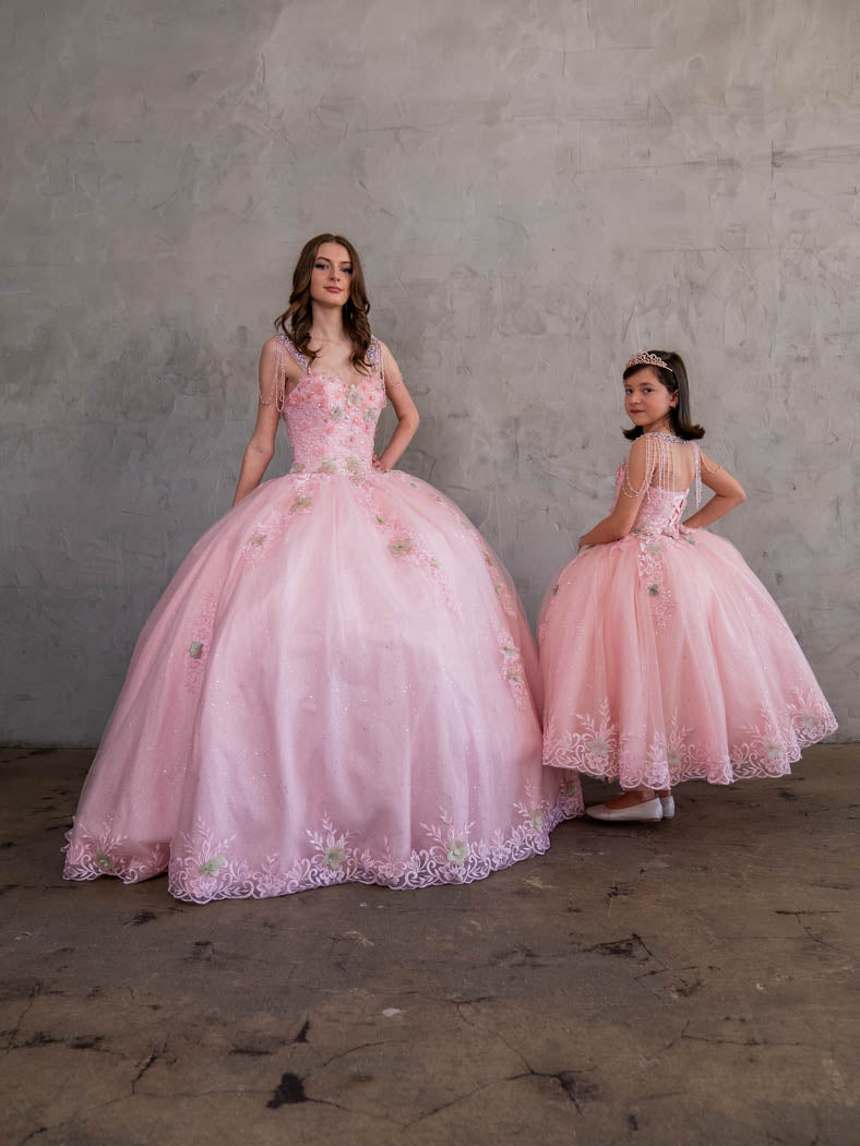 Floral Applique Quinceanera Dress Sleeveless Ball Gown by Calla SCL30011