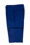 Tiglio Luxe Azure TL5590 dress pants. Semi-wide leg, solid blue wool blend. Straight waistband with belt loop. Button-closure back pocket. Subtle texture.
