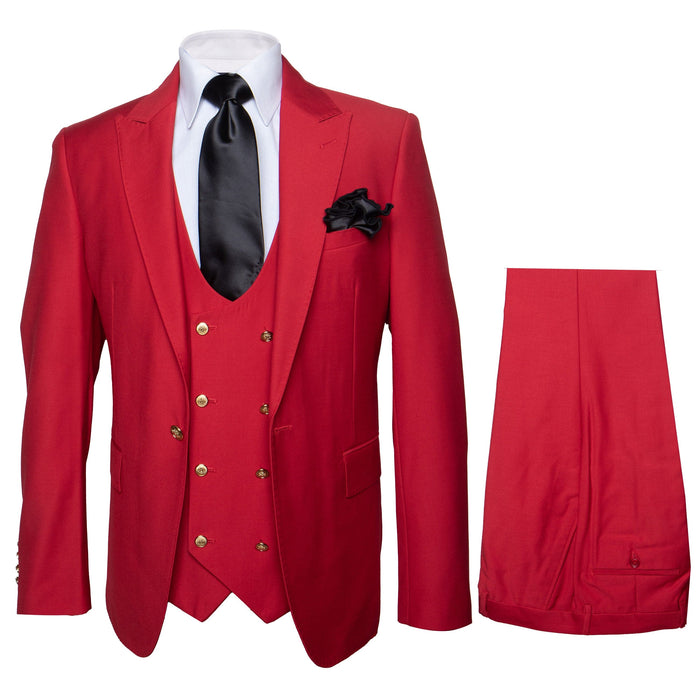 Rossi Man Max Slim Fit Formal Suit â€“ 3-Piece Set in Bold Solid Red | RM1191