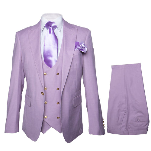 Rossi Man MAX RM1378 Slim Fit 3-Piece Suit â€“ Sophisticated Solid Lavender Suit for Men