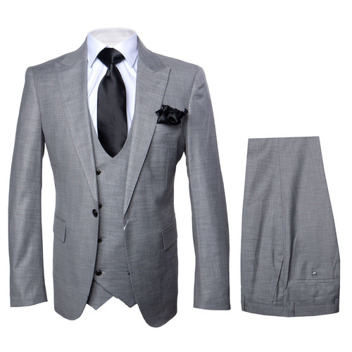 Rossi Man MAX RM1389 Slim Fit 3-Piece Suit – Elegant Solid Grey Formalwear for Men