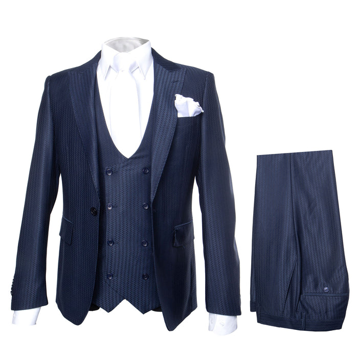 Rossi Man MAX RM1711 Slim Fit 3-Piece Suit â€“ Stylish Navy Formalwear for Men