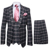 Rossi Man MAX RM1739 Slim Fit 3-Piece Suit – Stylish Black and Pink Tailored Suit for Men
