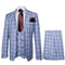 Rossi Man MAX RM1822 Slim Fit 3-Piece Suit – Premium Light Blue & Brown Plaid Formal Suit for Men