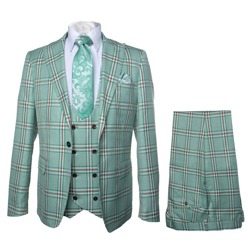 Rossi Man MAX RM1825 Slim Fit 3-Piece Mint Green Suit â€“ Modern Formalwear for Men