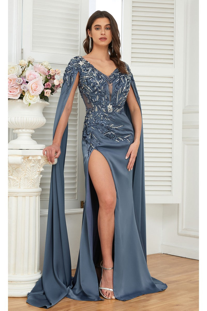 High Couture MJ1006 Long Formal Beaded Slit Evening Dress