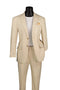 Tan Linen Blend Modern Fit Notch Lapel 2 Piece Suit