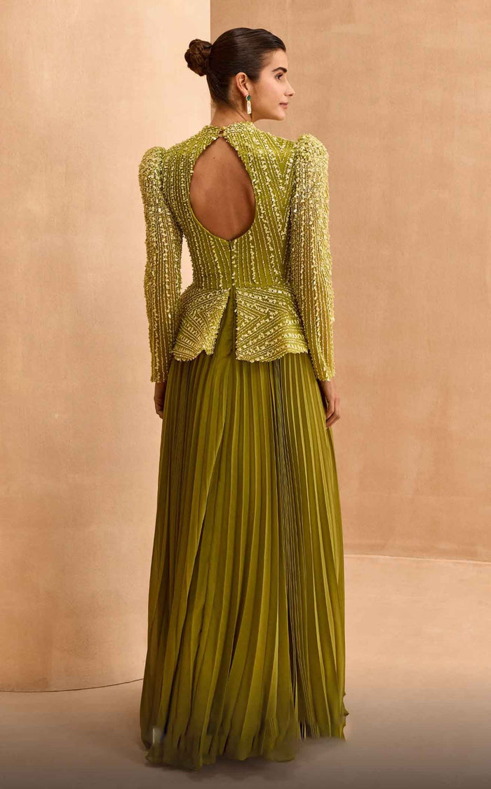 MNM Couture V06941 Green Embroidered Evening Gown
