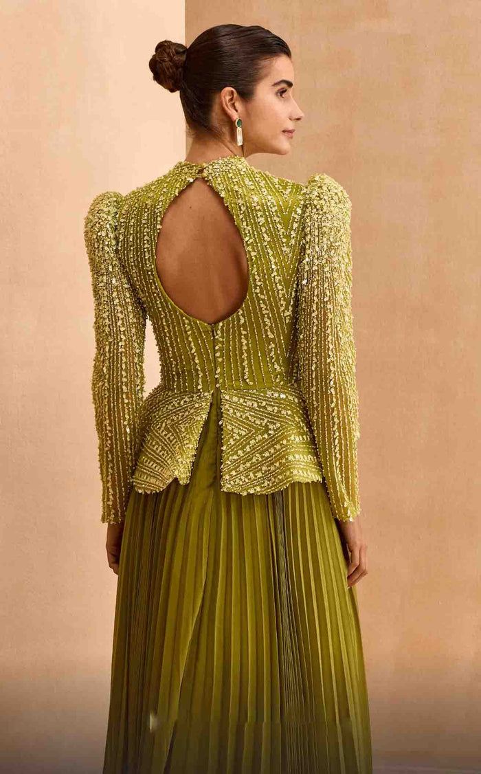 MNM Couture V06941 Green Embroidered Evening Gown