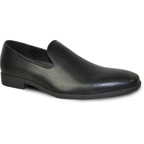 BLACK MEN'S CLASSIC SLIP-ON LOAFER DRESS SHOE - PLAIN TOE STYLE