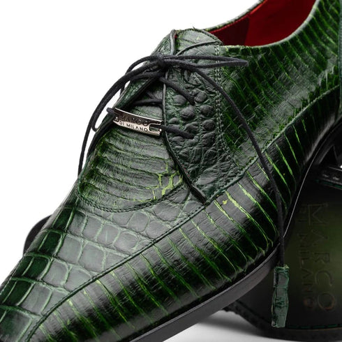 Marco Di Milano Moncalieri Green Genuine Alligator / Cobra Skin Dress Derby Oxfords