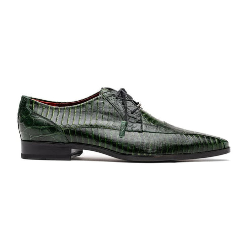 Marco Di Milano Moncalieri Green Genuine Alligator / Cobra Skin Dress Derby Oxfords