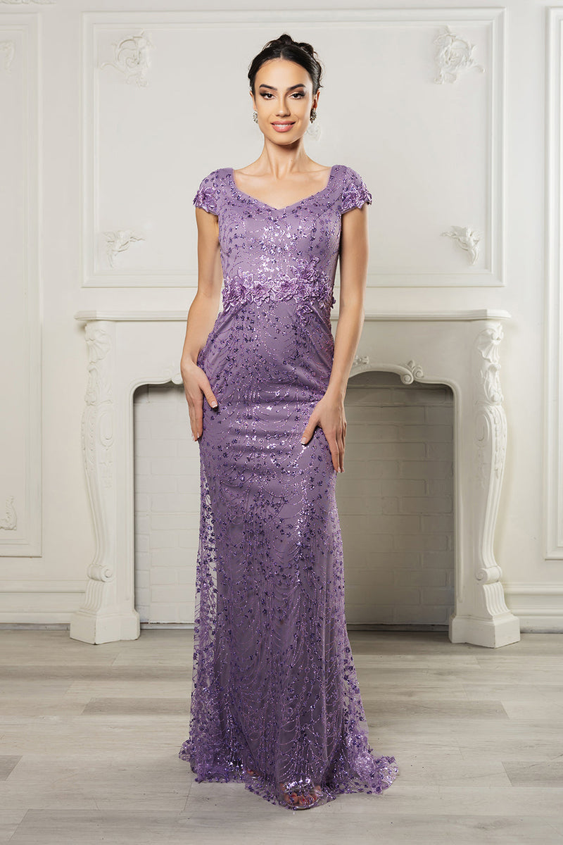 Floral Appliqued Long Mesh Formal Gown-New Collection