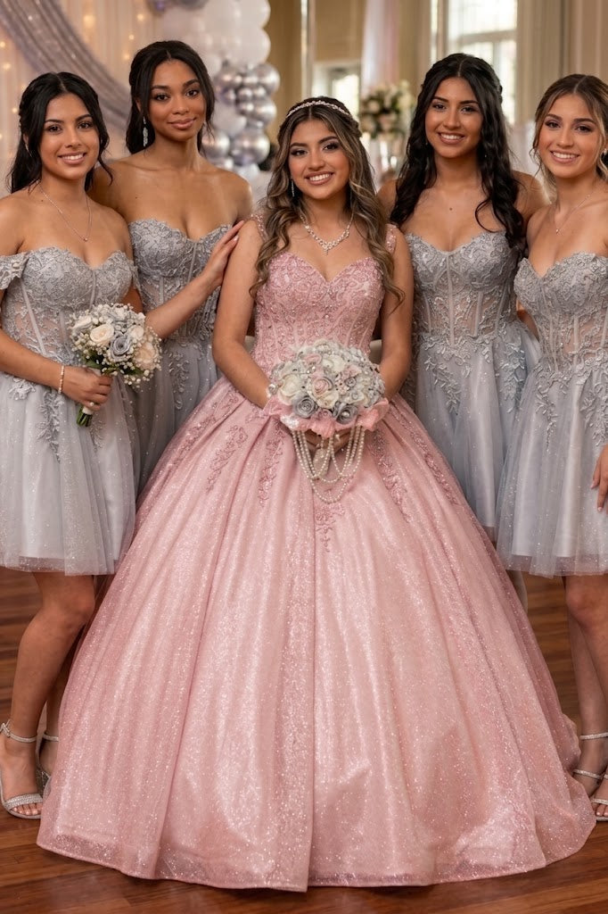 Dama Dresses for Quinceanera in Silver Style MQ2080 Quince Outfit