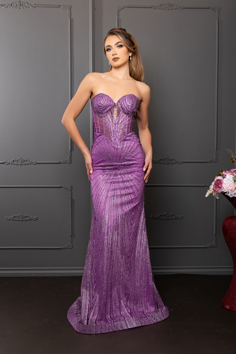 Strapless Corset Sequin Evening Gown | Sparkling Mermaid Prom Dress By May Queen MQ2195