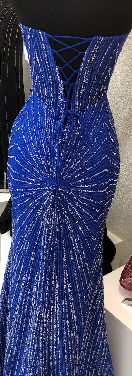 Strapless Corset Sequin Evening Gown | Sparkling Mermaid Prom Dress By May Queen MQ2195