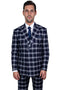"Mens Stacy Adams Suit - Stacy Adams Suit Men's Double Breasted Navy Plaid Suit"