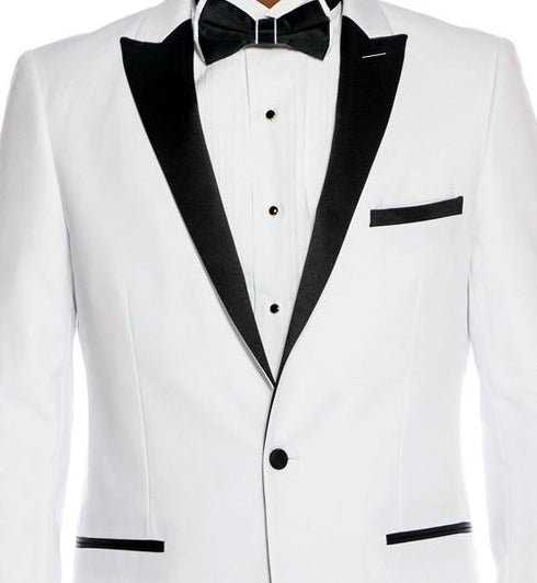 (46L, 48L) Slim Fit 2 Piece White Tuxedo