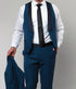 Blue Slim Fit Tuxedo 3 Piece with Satin Shawl Collar Vest