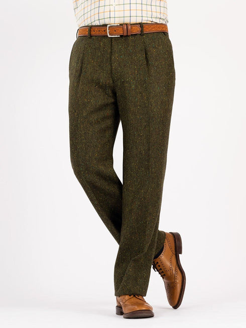 Mens Green Tweed Pants - Wool Pants