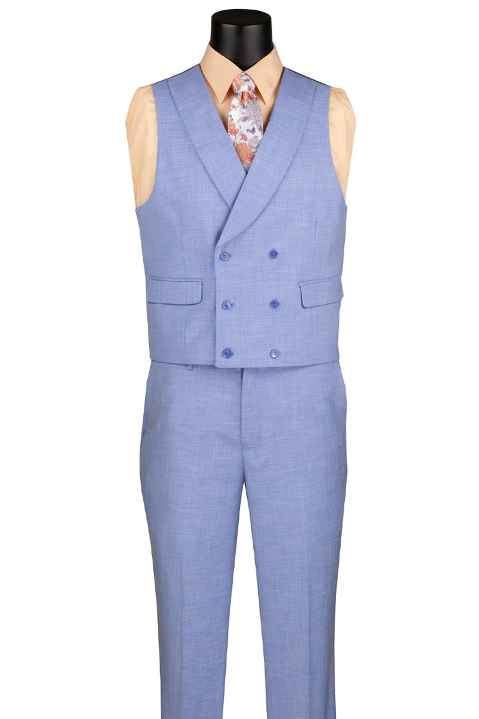 Mens Easter Suit - Jacket and Pants in Summer Color Light Blue Sharkskin Modern Fit Light Weight