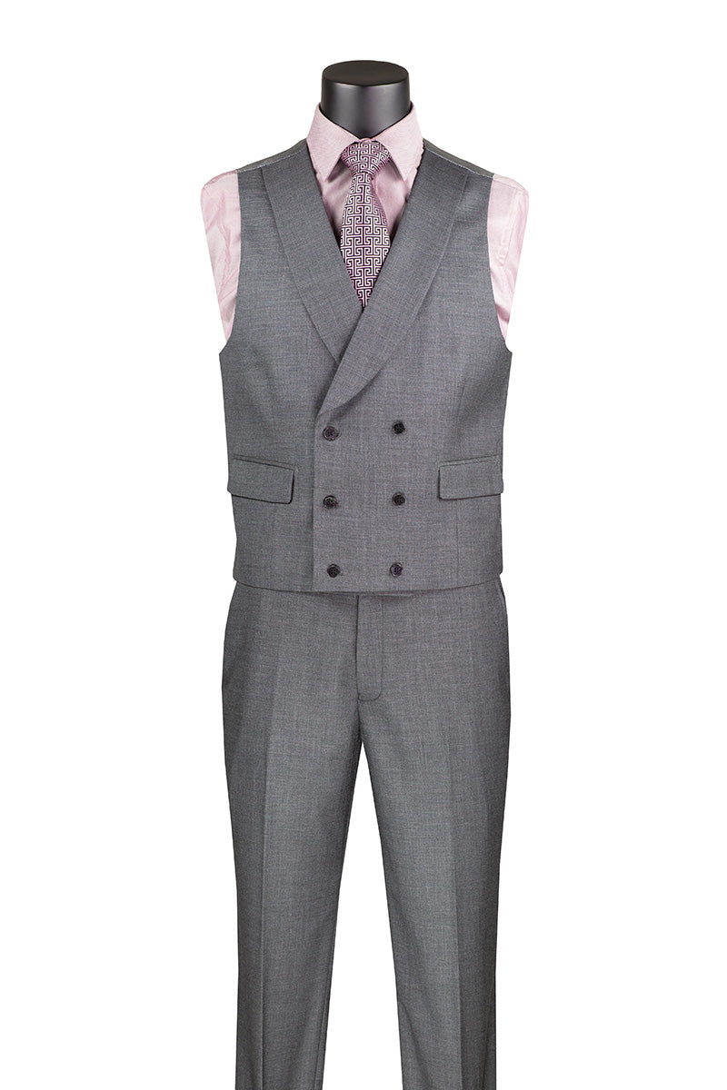 Charcoal Modern Fit 3 Piece Suit with Vest and Adjustable Waist Band Pants