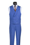French Blue Modern Fit 3 Piece Suit with Vest and Adjustable Waist Band Pants