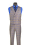 Blue Modern Fit Windowpane Peak Lapel 3 Piece Suit