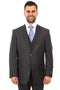 "Men's Wool Vested Suit - Modern Fit, Charcoal Grey & Blue Plaid"