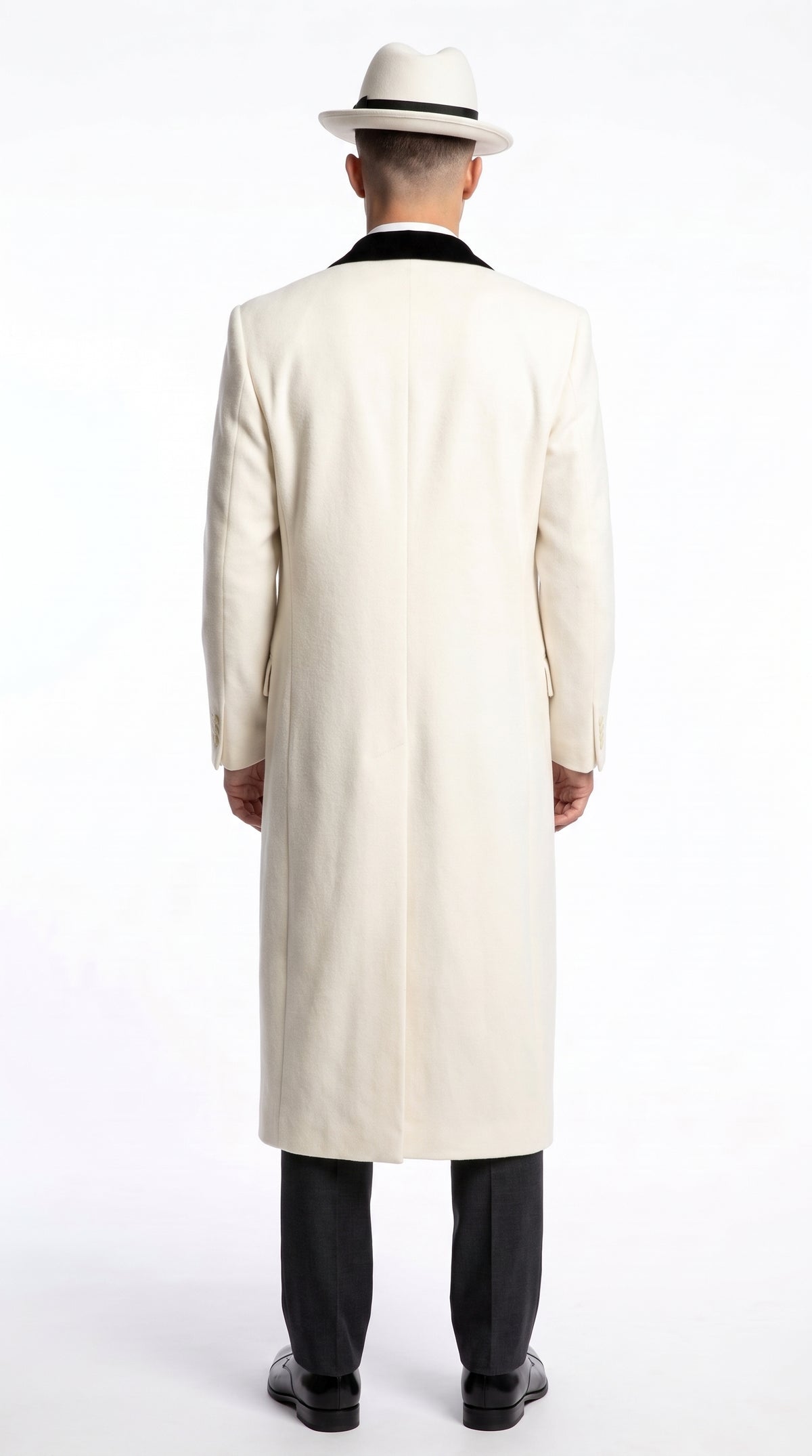 Men’s White Full-Length Trench Coat – Classic Formal Overcoat & Dress Topcoat for Men