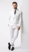 Men’s Solid White Double Breasted Suit, Classic Fit Formal Wedding Prom Dress Suit