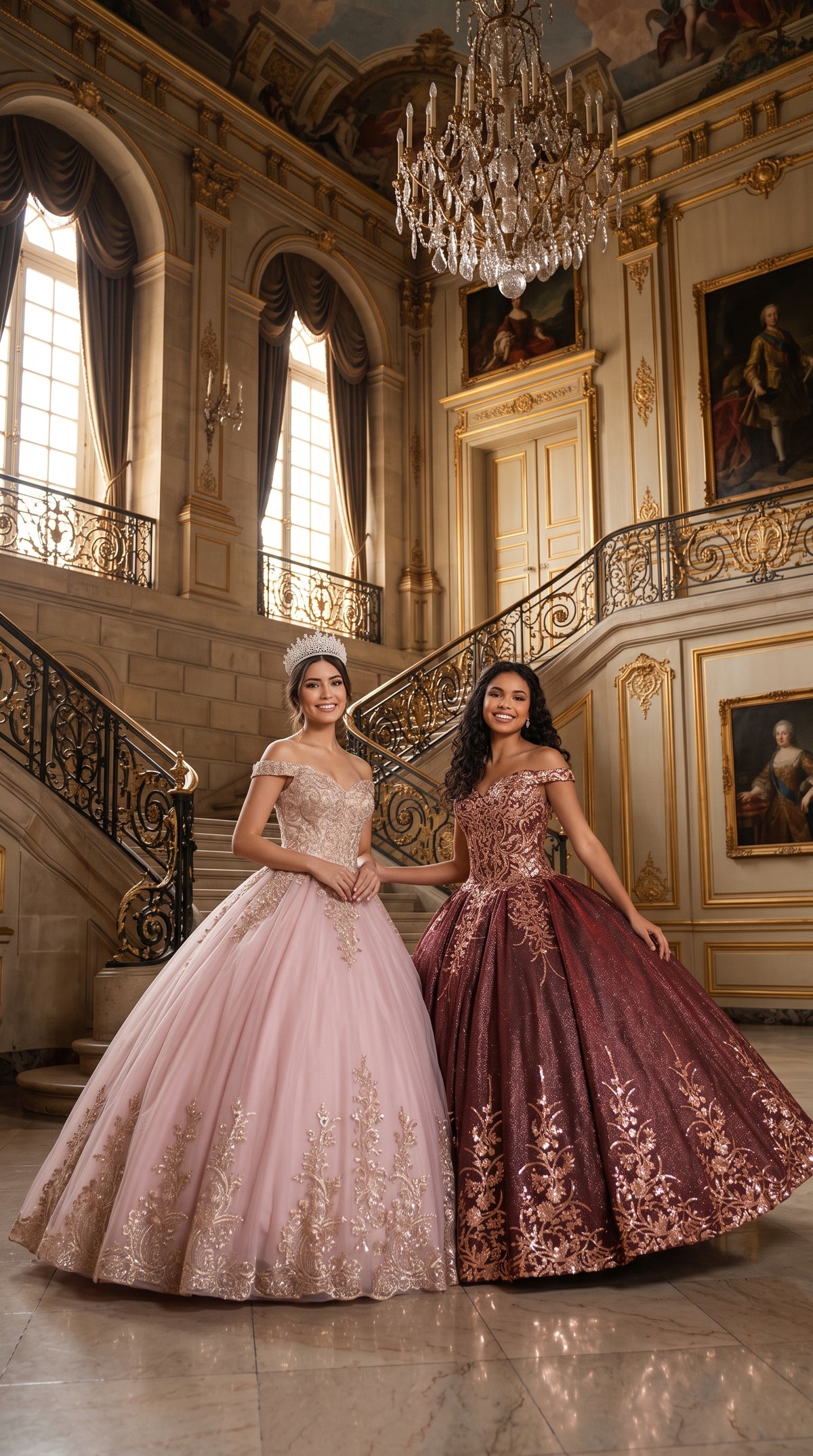 Off Shoulder Sparkling Lace Up Quinceanera Ball Gown in 3 Colors Burgundy - Hunter - Rose Gold