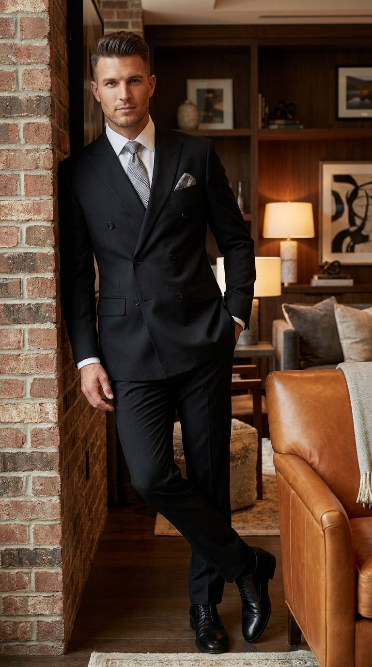 Statement Men’s 2 Piece 100% Wool Double Breasted Fashion Suit, Bold Color Formal Wedding Business Suit