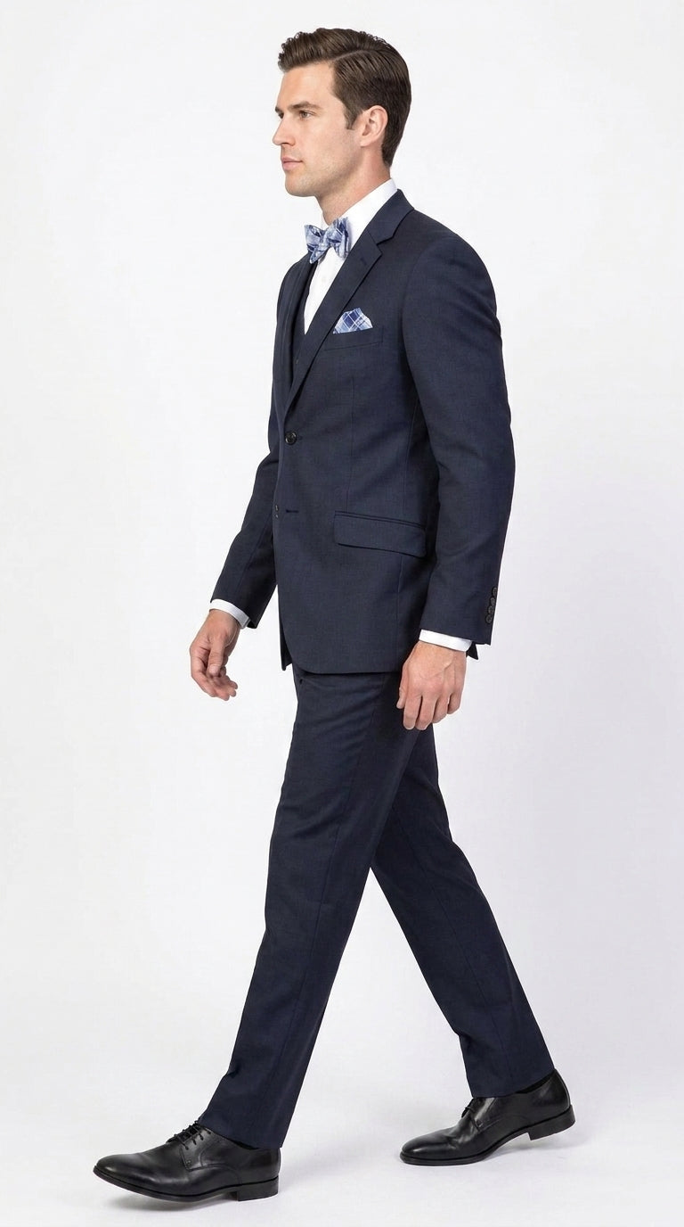 Men’s Big and Tall Navy 3 Piece Suit, Extra Long Modern Fit Formal Wedding Business Suit