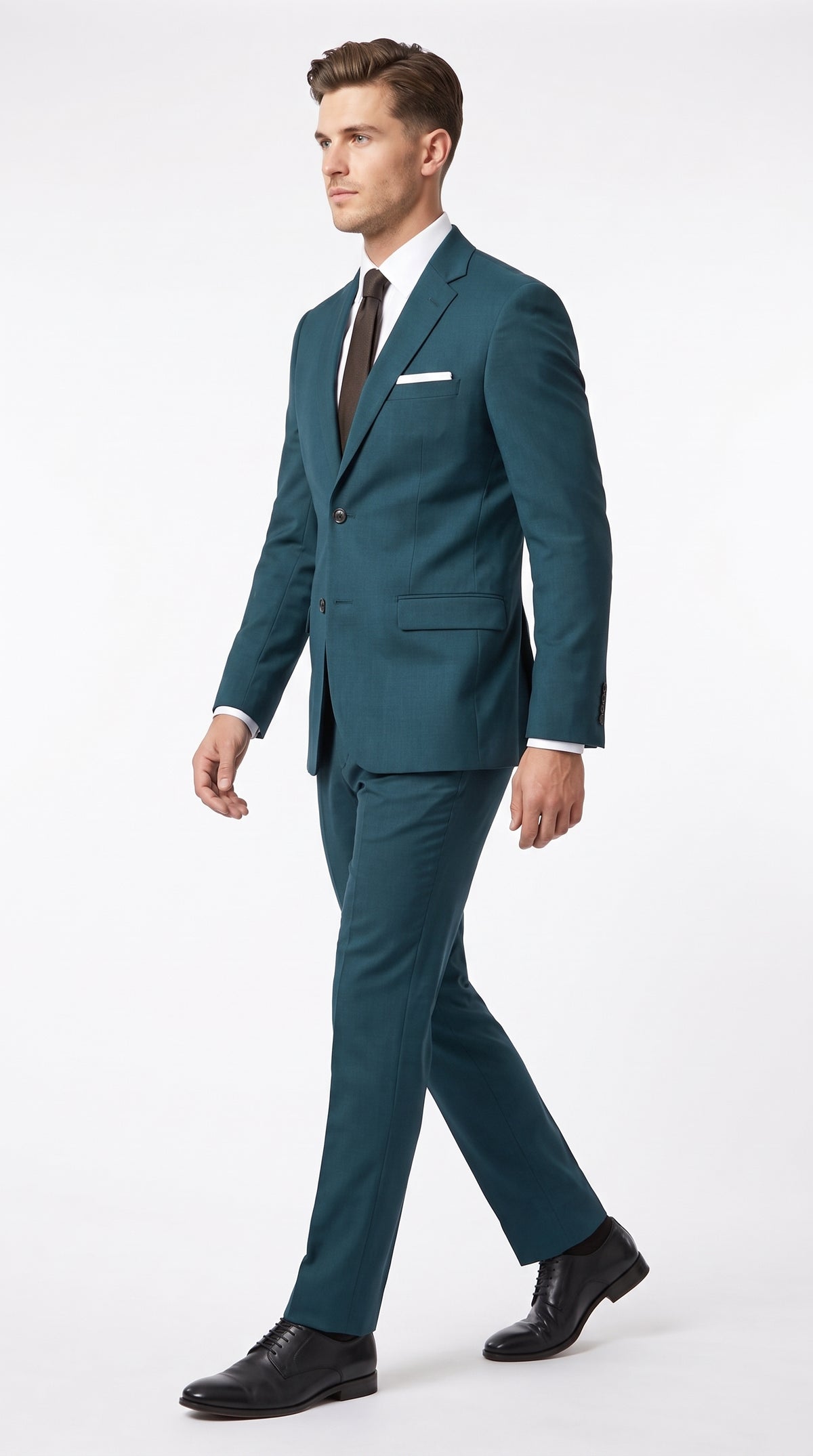 Men’s Dark Teal Suit, Teal Blue 2 Button Formal Wedding Business Suit