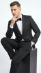 Men’s Black Floral Patterned Tuxedo Jacket, Formal Wedding Prom Dinner Blazer with Shawl Lapel