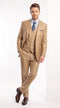 Men’s Camel Wheat Sharkskin 3 Piece Business Suit, Two Button Vested Formal Wedding Suit