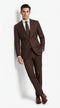 Statement Men’s Brown 2 Piece Wool Suit, Modern Fit Formal Wedding Business Suit with Pic Stitching