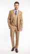 Men’s Camel Wheat Sharkskin 3 Piece Business Suit, Two Button Vested Formal Wedding Suit