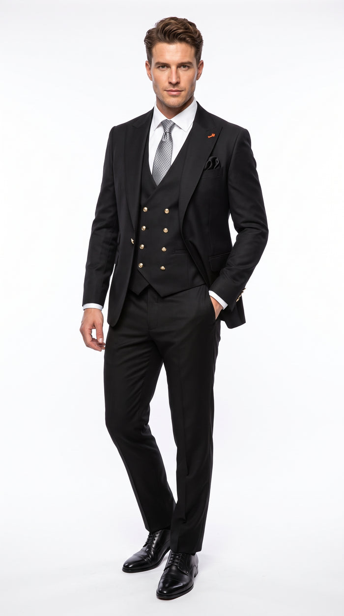 Statement Men’s 3 Piece 100% Wool Fashion Suit, Bold Color Modern Fit Wedding Business Suit