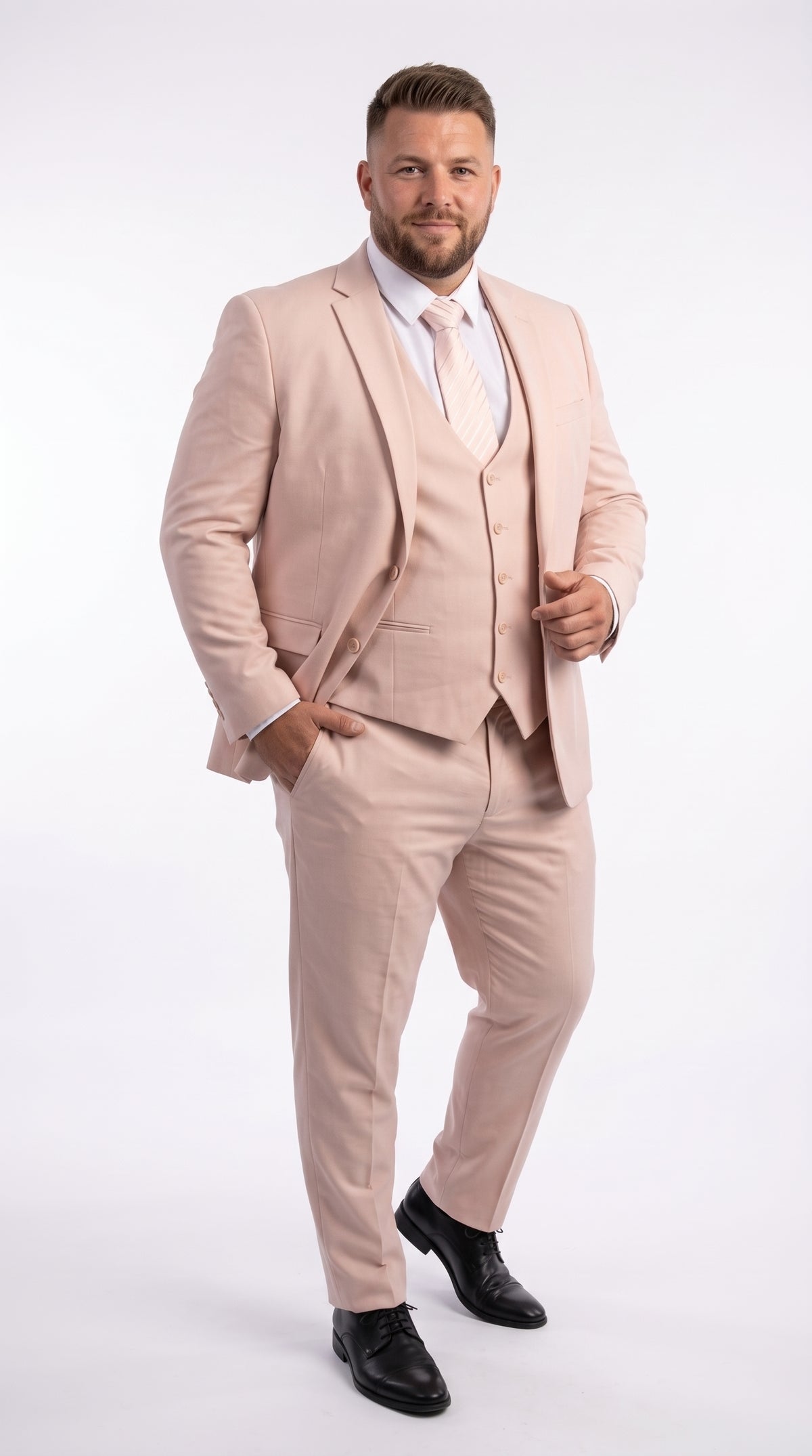 Men’s Blush Pink 1 Button Peak Lapel Suit, Wedding and Prom Formal Suit