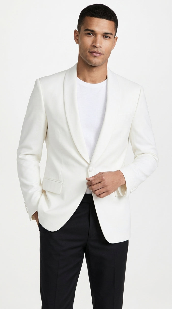 Men’s Ivory Traditional Shawl Dinner Jacket, Formal Wedding Prom Tuxedo Blazer