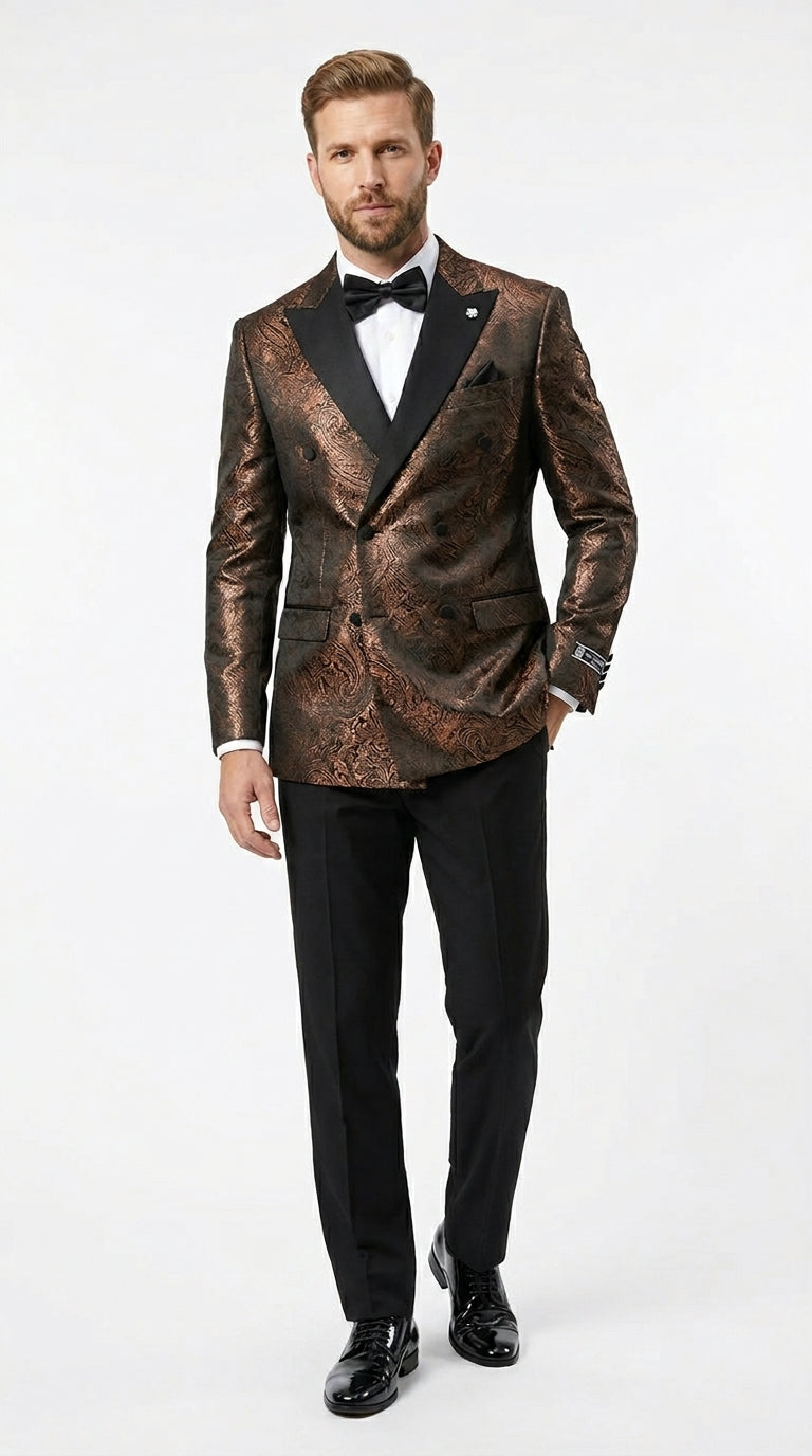 Stacy Adams Men’s High Fashion Pattern Sport Coat, Hybrid Fit Formal Blazer in Red, Silver, Bronze and Purple