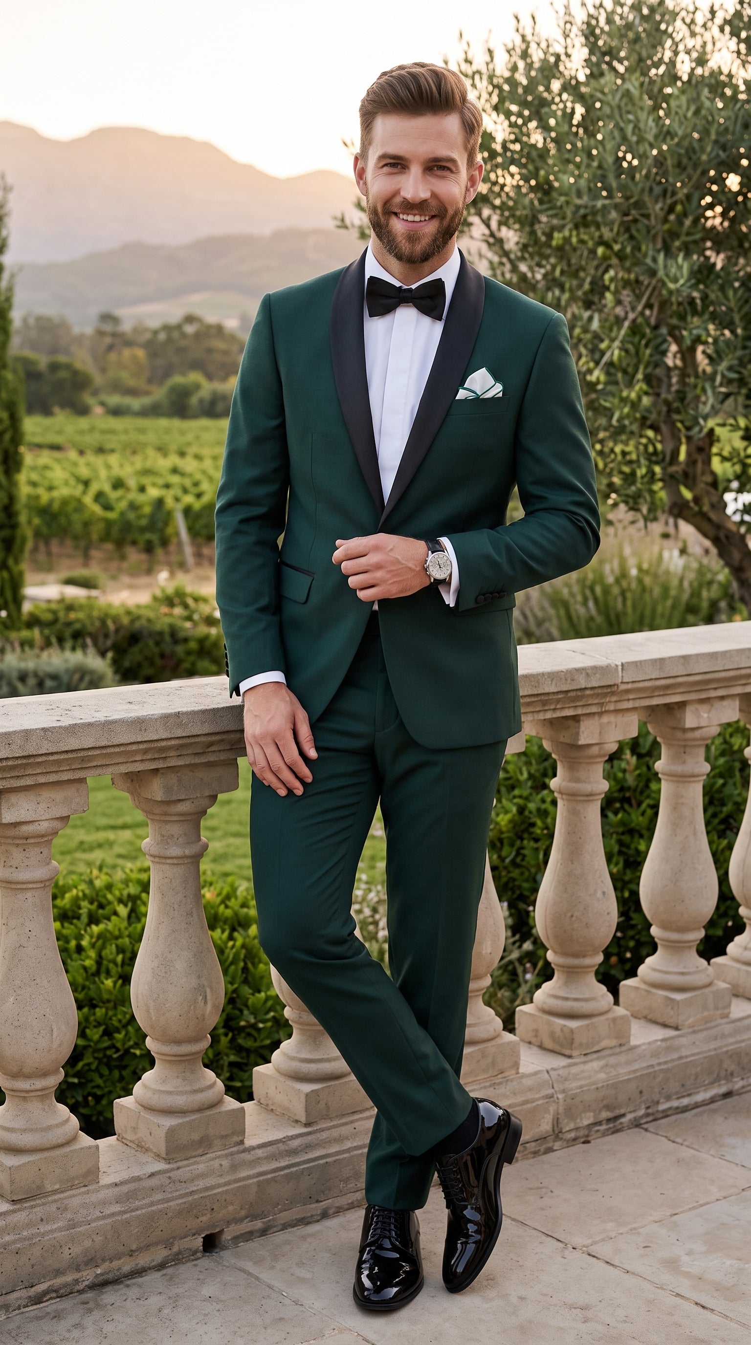 Men’s Dark Green Hunter Green Tuxedo with Black Shawl Collar, Formal Wedding Prom Suit