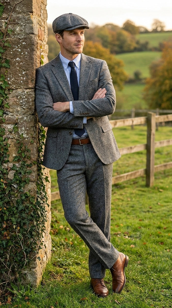 Men’s Gray Great Gatsby Suit, 1920s Inspired Vintage Wedding and Costume Suit